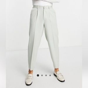 ASOS men’s tapered pants in dusky/muted green